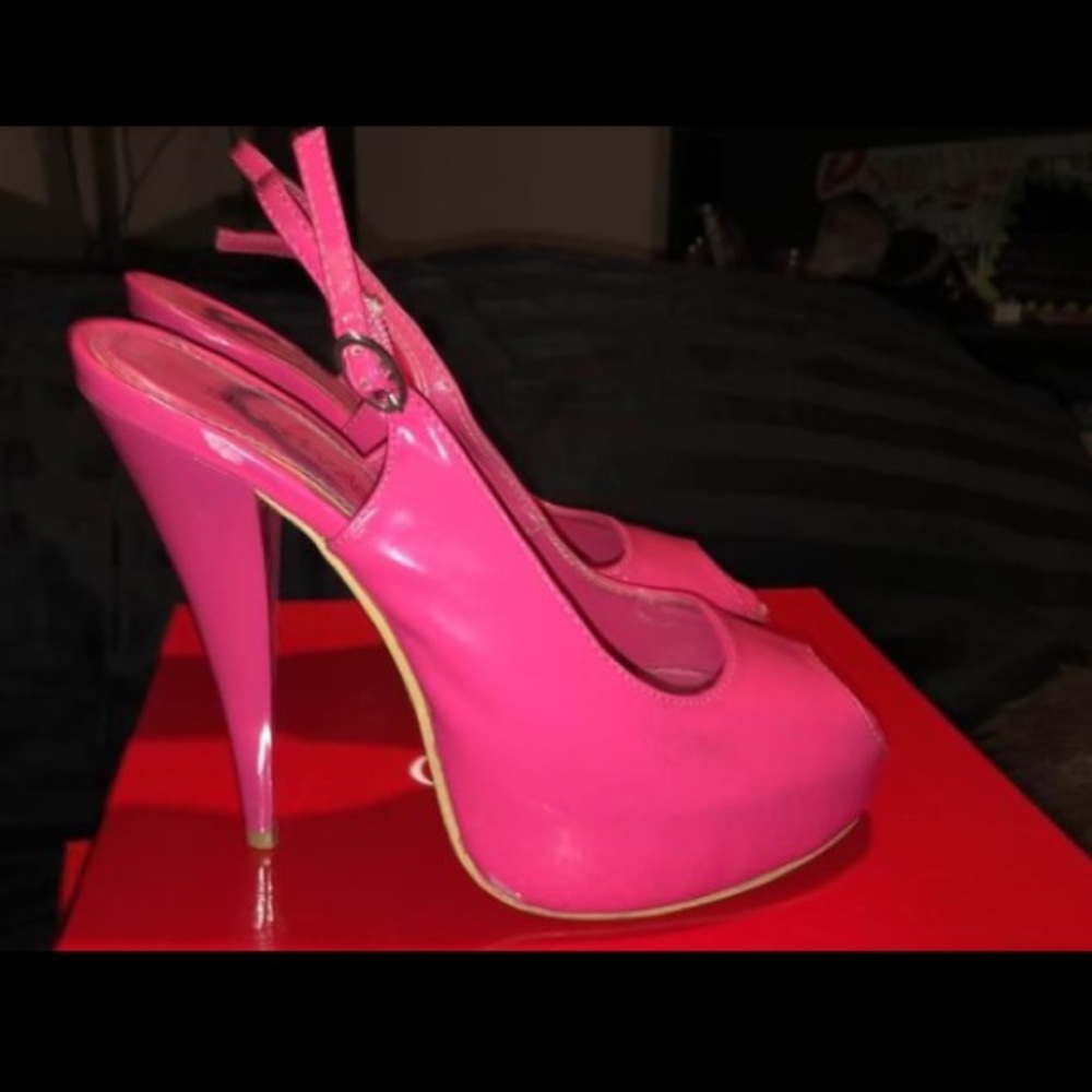 Barbie pink platform slingbacks
